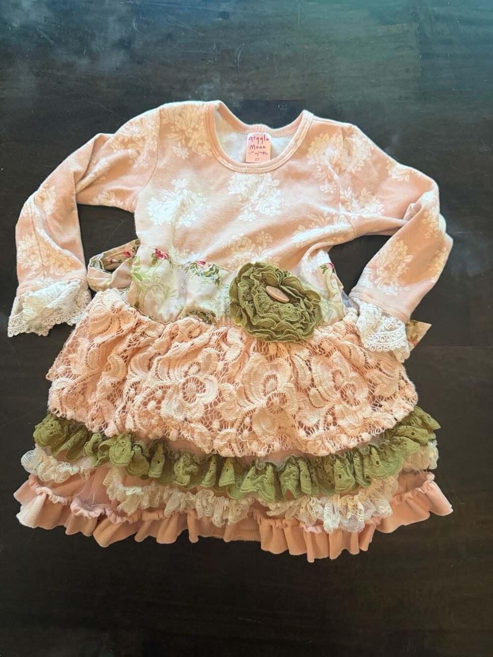 Giggle Moon 2T Long Sleeve Hooded Ruffle Dress